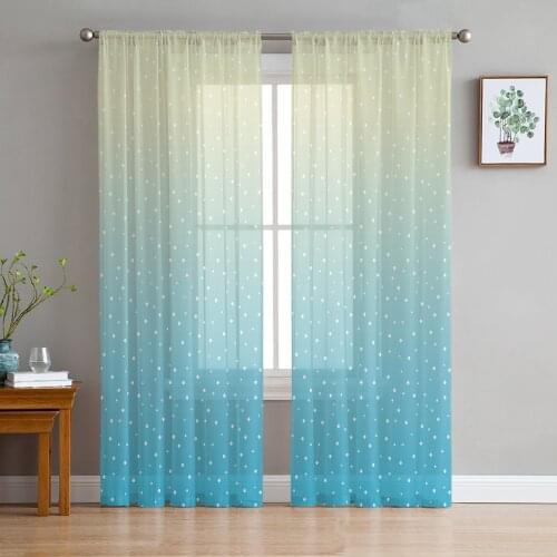 Simple Tulle Curtains Gradient Wave Point Villa Living Room Adult Bedroom Study Gauze Fabric Balcony Decor Chiffon Curtains