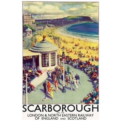 Vintage Scarborough LNER Railway Travel Art Film Print Silk Poster Home Wall Decor 24x36inch