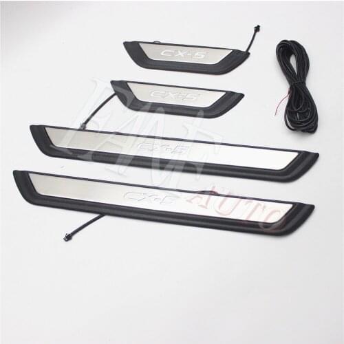 Car Styling Stainless Steel Led Door Sill Scuff Plate Guard Sills Protector Trim For Mazda CX-5 CX5 2017-2020