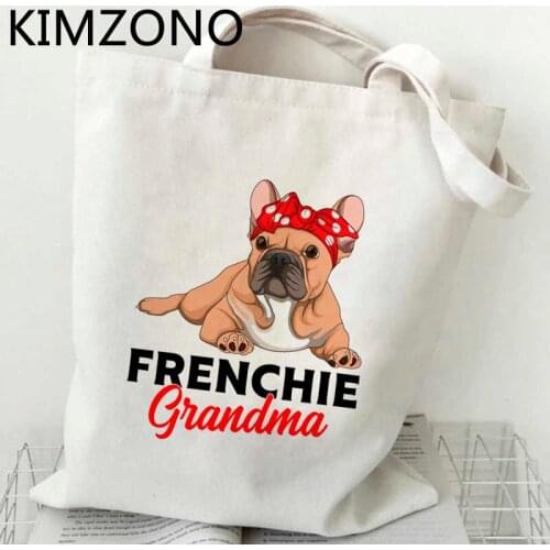 French Bulldog shopping bag bolsas de tela shopping tote cotton bag jute fabric string grab