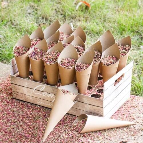 Wedding Confetti Cones Holder Stand Box Flower Tray Rustic Wedding Party Decor Paper Cones Holder Vintage Wedding Favour Boxes