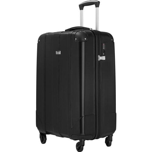Spinner Luggage with Built-in TSA and Protective Corners, P.E.T Light Weight Carry-On 20" 24" 28" Suitcases (20 inch, Black)