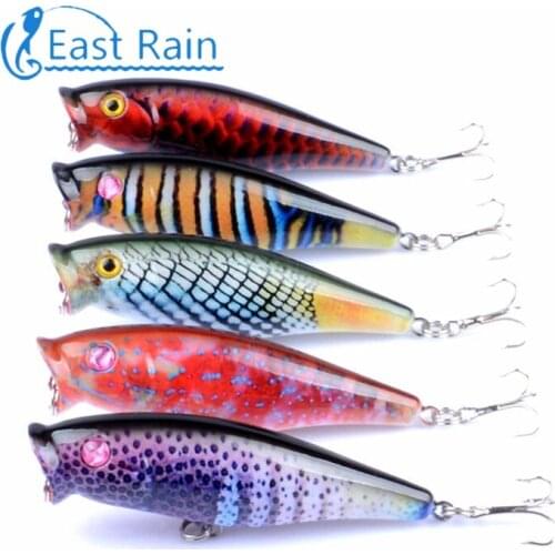East Rain Topwater Lure Popper Lure 7.5cm/7.8g Painted Artificial Hard Lure for Bass Crap Fishing Lure Free Shipping