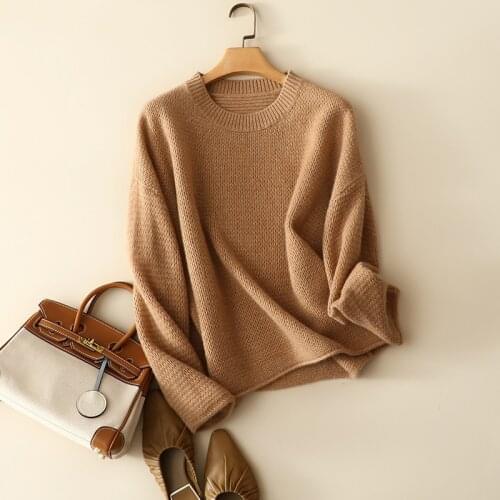 High quality 100% cashmere sweater knitted feamle fashion winter pullovers oversized thick softness knitwear