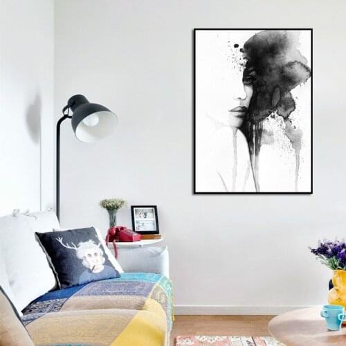 Women Face Splash Ink Canvas Painting Wall Art Abstract Watercolor Figure Picture Poster Print Wallpaper Living Room Decoration