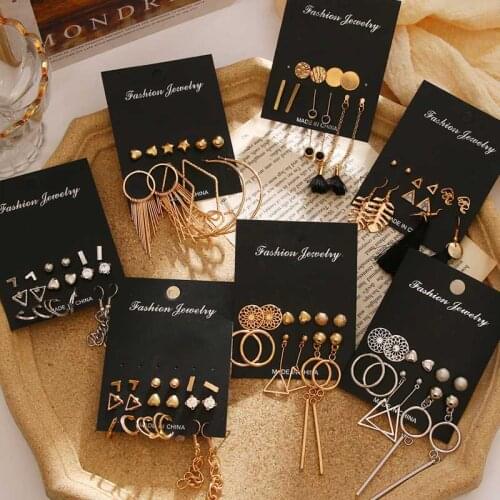 Vienkim Womens Earrings Set Pearl Earrings For Women Girls Bohemian Fashion Jewelry 2020 Geometric Crystal Heart Stud Earrings