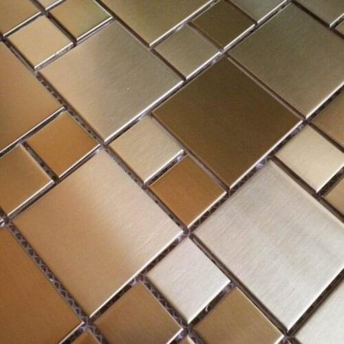 Golden color stainless steel metal mosaic tiles for kitchen backsplash tiles sunroom bedroom living room mosaic tiles