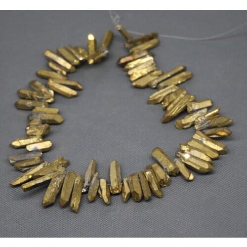 Gold Healing Crystal Quartz Beads, Top Drilled Choker Point Pendant, Rock Fashion Women Fine Jewelry Necklace Stone-Kindgems