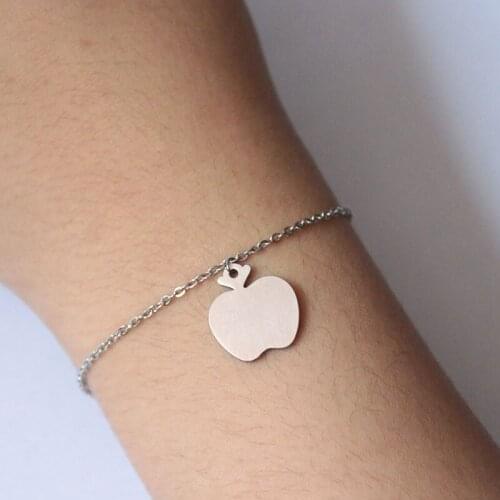 1 Pc Apple Shaped Stainless Steel Bracelet Cute Fruit Bracelets For Cute Women Girls Kids Fashion Jewelry Lucky Gift
