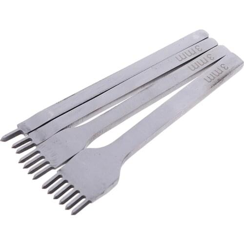 1pc Stainless Steel 3mm/0.12" 1 2 4 6 Prong Hole Punch Tool Chisel Useful Rhombus Tooth Chisel Leather Craft DIY Tool Wholesale