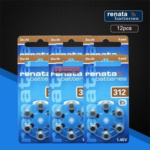 12pcs/2pack Renata Zinc Air Batteries Size 312 P312 PR41 Hearing Aid Battery