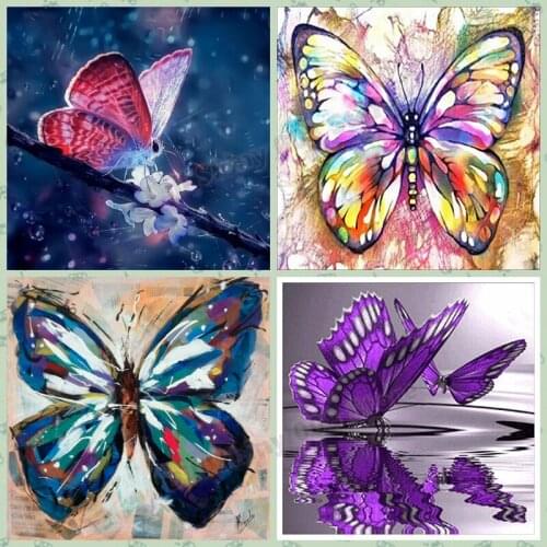 5D DIY Diamond Painting Butterfly Flowers Diamond Embroidery Mosaic Picture Rhinestone Handmade Kits Animal Pattern Home Decor