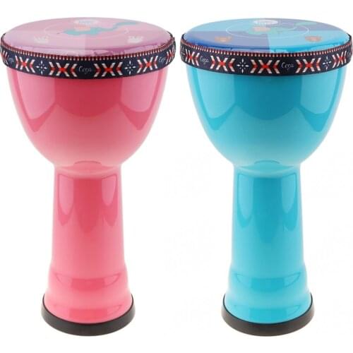 8 Inch High Quality Professional African Djembe Drum ABS Barrel PVC Skin Lightweight Children Hand Drum Blue & Pink