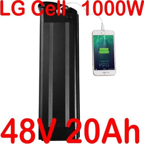 48V 1000W battery 48V 20AH Electric Bike Battery 48V 20AH 17AH lithium ion battery use LG cell with 30A BMS+USB port+2A charger