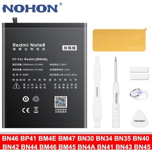 NOHON BN46 BP41 BM4E BM47 BN30 BN34 BN35 BN40 BN42 BN44 BM46 BM45 BN4A BN41 BN43 BN45 Battery For Xiaomi POCOPHONE F1 Redmi Note
