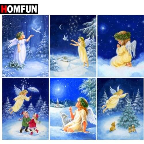 HOMFUN Diamond Painting Full Square/Round Diamond "Angel scenery" Pattern Embroidery Cross Stitch 5D Rhinestone Painting