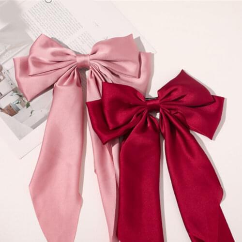 Big Large Bow Hair Clip Satin Bowknot Ribbon Hairpin Two-layers Bows Trendy Hairpin Cute Ribbon Bow Ladies Metal Spring Clip Hot