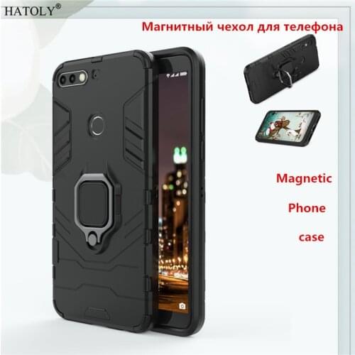 Huawei Honor 7C Pro Magnetic Phone Case For Huawei Y7 Prime 2018 Back Cover TPU+PC Bumper Case Cover Ring Holder Capa Hatoly