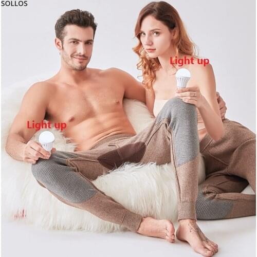 Graphene electric thick wool merino pants winter long johns heated thermal underwear clothes for women men warm inner wear woman