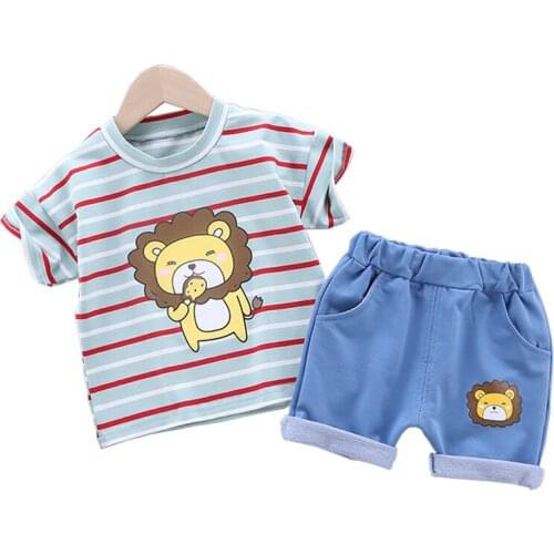 Baby Girls Clothing Sets 2020 new summer Newborn Girl Clothes Flower Red T shirt + Blue Floral Shorts Children clothing