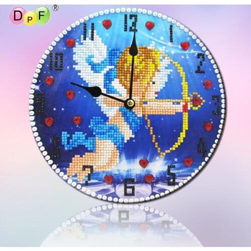 DPF DIY diamond clock 5D round diamond painting cupid diamond embroidery stitching wall clock home decoration painting crafts