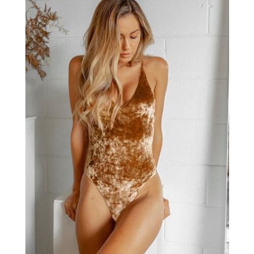 Swimming Suit for Women 2021 New Solid Color Retro One-piece Swimsuit Bikini One-piece Swimsuit Gold Velvet Monokini