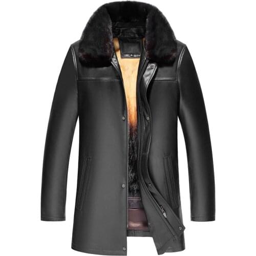 Mens Leather Jacket Winter Jacket Men Real Sheepskin Coat for Men Natural Gold Mink Fur Warm Jackets Plus Size LSY088389 MY1648