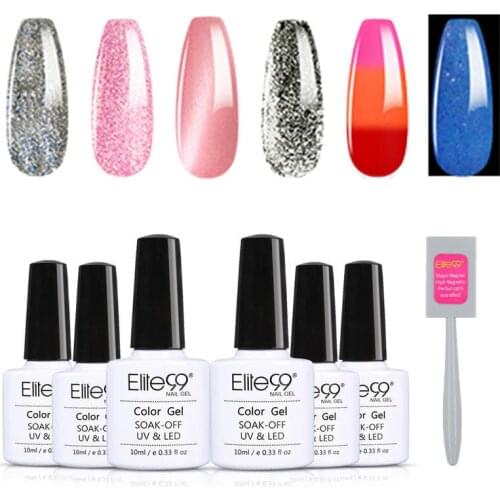 Elite99 Gel Polish Set 6Pcs Hybrid Nail Glitter Varnish Soak Off UV LED Semi Permanent Magnet Cat Eye Nail Set For Manicure Kit