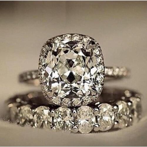 Fine 925 Sterling silver Promise ring sets AAAAA cz Stone Engagement Wedding Band Rings for women Bridal Gemstones Party Jewelry