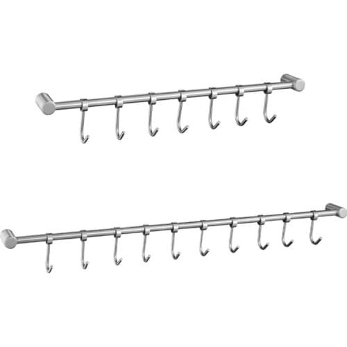 Stainless Steel Wall Mounted Pot Pan Hanging Rack Rail Kitchen Straight Bar Lid Utensil Cookware Organizer Bathroom Towel