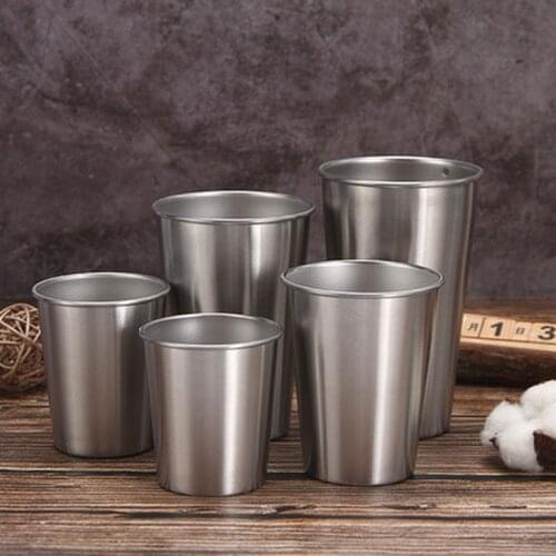 Stainless Steel Metal Cup Beer Cups White Wine Glass Coffee Tumbler Tea Milk Mugs Outdoor Travel Household Office Use Gargle Cup