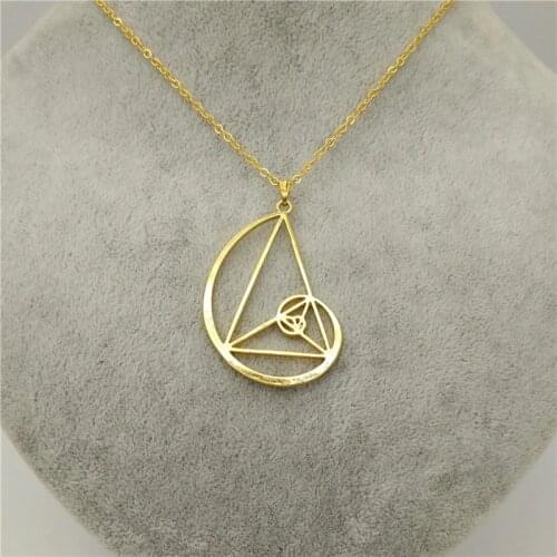 Wholesale Trendy Golden Triangle Necklace Women Fibonacci Ratio Psychology Necklace Spiral With Triangle Necklace Gift Dropship
