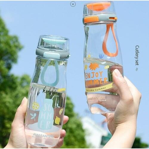 500ml Bounce Cover Plastic Water Cup Student Outdoor Portable Sports Bottle Summer Adult Children Direct Drinking Cup AT217