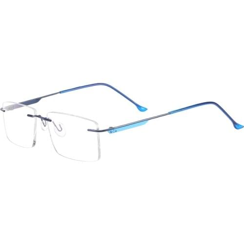 Rectangular Men Fashion Rimless Eyeglasses Metal Prescription Glasses Frame For Optical Lenses Myopia Presbyopia Progressive