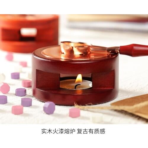 Retro Wax Seal Melting Furnace Solid Wood Oven Furnace Wax Pot Beads Sticks Heater Wax Warmer Decorative Craft for Candle Stamp