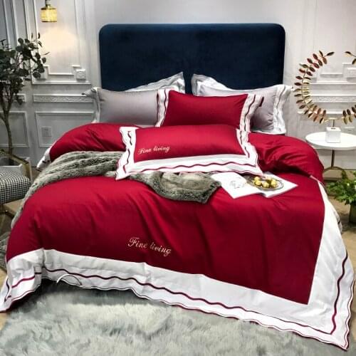 Luxury 100S Egyptian cotton Royal Bedding sets Queen King Wedding Duvet cover Bed sheet set Pillowcases 4pcs Solid white pink