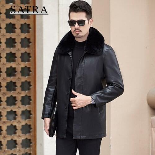 SATRA 2021 New Arrival High Quality Business Casual Thick Leather Jacket Mens Autumn Winter Mens Jacket Fashion Windproof Warm
