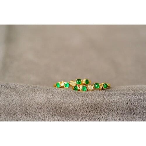 Solid 18K Gold 0.3ct Nature Emerald Gemstones Rings for Women Fine Jewelry Presents the Six-word Admonition