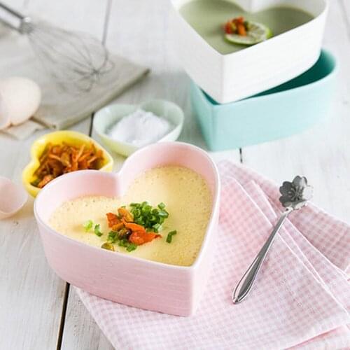 Creative personality small fresh ceramic heart-shaped bowl dessert bowl can be baked in the oven baked rice bowl steamed egg bow