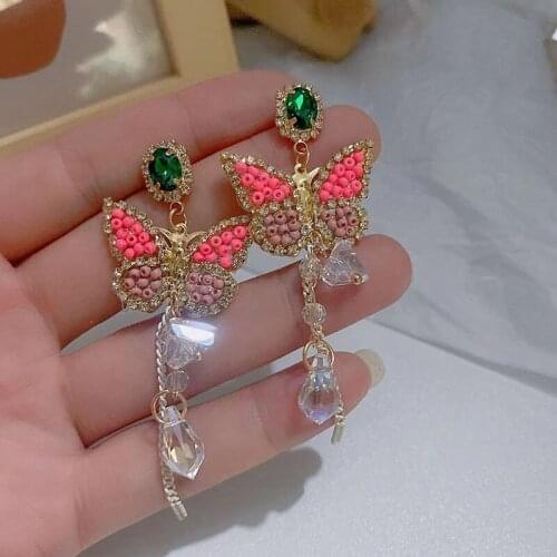Leaf Crystal Dangle Earrings for Women Long Tassel Geometric Earrings Weddings Jewelry Accessories