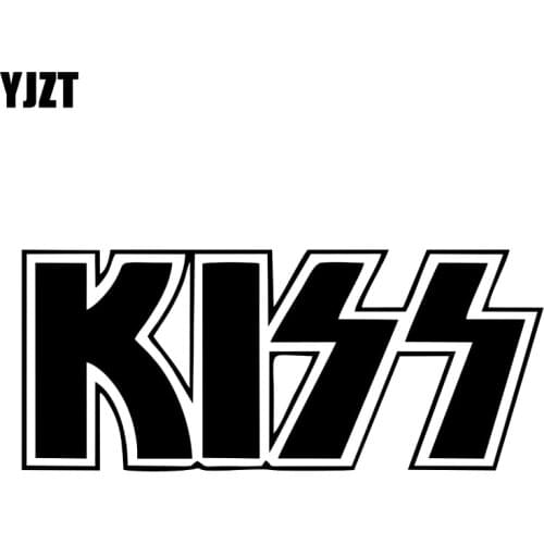 YJZT 12.7CM*5.4CM KISS Music Vinyl Decal Fun Car Sticker Black/Silver C3-0244