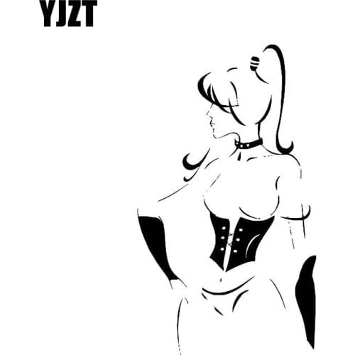 YJZT 9.9*16.9CM Sexy Girl Perfect Figure Girl Black/Silver Fashion Design Vinyl Decals Covering The Body Good Quality C20-0323