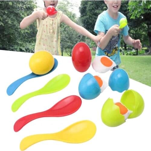 1Set Egg Spoon Game Easy to Grip Intellectual Development Portable Balance Training Spoons Egg Toy for Children
