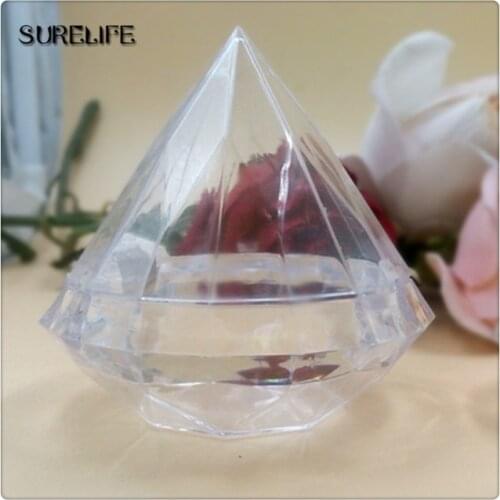 24pcs Clear Diamond Boxes Candy Box Wedding Favor Gift Box Transparent Plastic Box Wedding Favours Souvenirs for guests