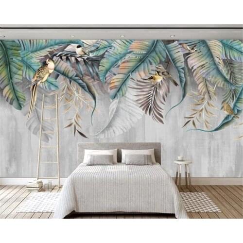 Beibehang papel de parede Fashion Southeast Asia Plant leaf flower bird wall decoration painting custom large mural 3d wallpaper