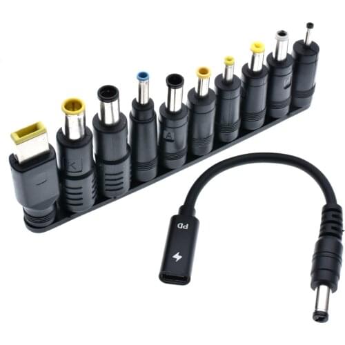 65W Type C Laptop Power Adapter Connector Plug USB Type C to Universal Laptop Charger Jack Charging Cable Cord for Notebooks