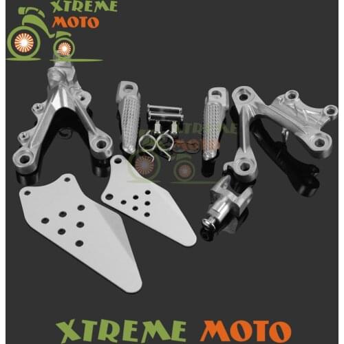 Aluminum Motocross Front Rider Footrests Foot Pegs Rests Pedals Tripod Brackets Mount For Kawasaki ZX6R 2009 2010 2011 2012