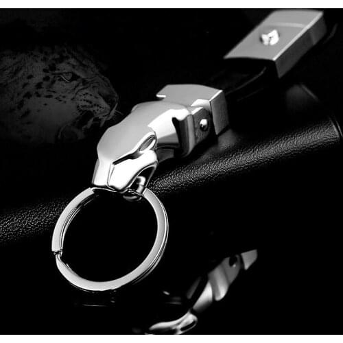 Free Shipping Leopard Keychain for Women Men Simple Fashion PU Leather Bag Key Accessory Ring Black Color Key Chain Bag Haning