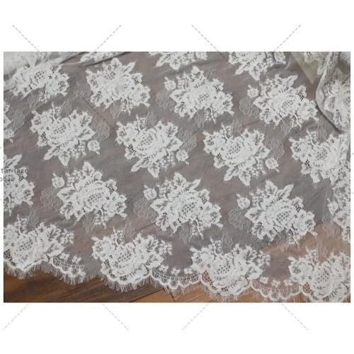 GLace 3M/Lot 100% Polyester romantic eyelash lace fabric DIY accessoriea wedding dress fabric TX579