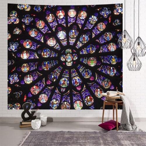Tapestry Notre Dame Cathedral In Paris South Rose Window Beach Towel Polyester Printed Wall Hanging Decor Art